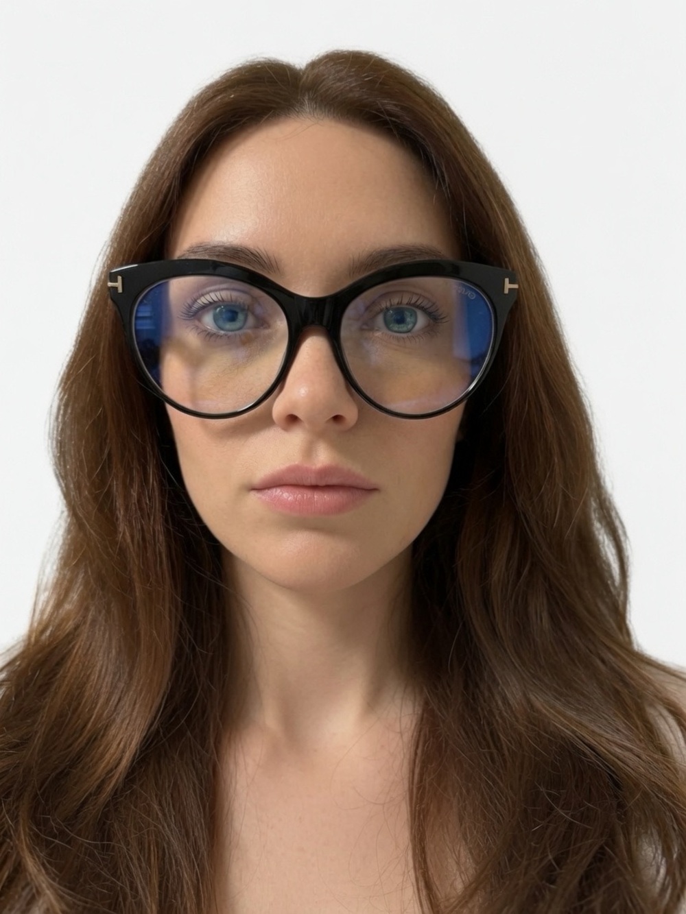 Tom Ford Black Cat-Eye Black Eyewear with Gold Accents